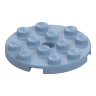 Plate Round 4 × 4 with Pin Hole Sand Blue