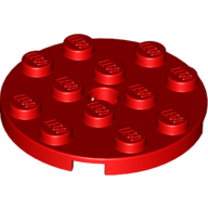 Plate Round 4 × 4 with Pin Hole Red