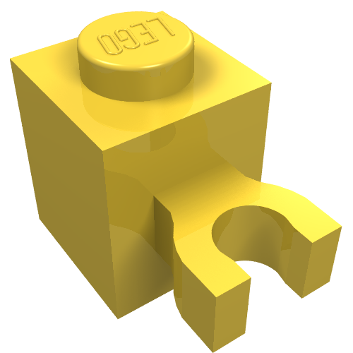 Brick Special 1 × 1 with Clip Vertical [Thick U Clip, Solid Stud] Yellow
