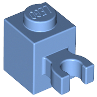 Brick Special 1 × 1 with Clip Vertical [Thick U Clip, Solid Stud] Medium Blue