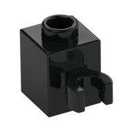 Brick Special 1 × 1 with Clip Vertical [Open O Clip, Hollow Stud] Schwarz