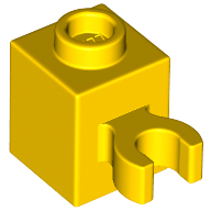 Brick Special 1 × 1 with Clip Vertical [Open O Clip, Hollow Stud] Yellow