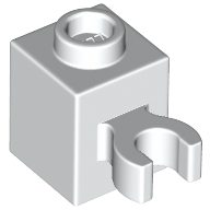 Brick Special 1 × 1 with Clip Vertical [Open O Clip, Hollow Stud] White