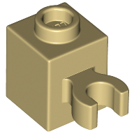 Brick Special 1 × 1 with Clip Vertical [Open O Clip, Hollow Stud] Beige