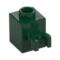 Brick Special 1 × 1 with Clip Vertical [Open O Clip, Hollow Stud] Dark Green