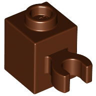 Brick Special 1 × 1 with Clip Vertical [Open O Clip, Hollow Stud] Rotbraun