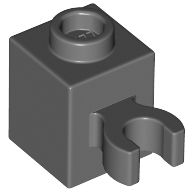 Brick Special 1 × 1 with Clip Vertical [Open O Clip, Hollow Stud] Dark Bluish Gray