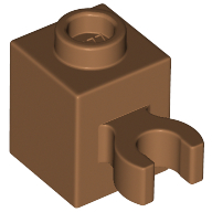 Brick Special 1 × 1 with Clip Vertical [Open O Clip, Hollow Stud] Medium Nougat