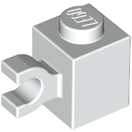 Brick Special 1 × 1 with Clip Horizontal White