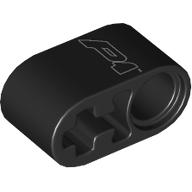 Technic Beam 1 × 2 Thick with Pin Hole and Axle Hole with Silver 'P1' print Schwarz