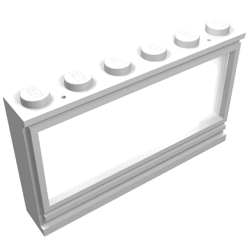 Window 1 × 6 × 3 Panorama (old type) with Solid Studs and Fixed Glass Weiß