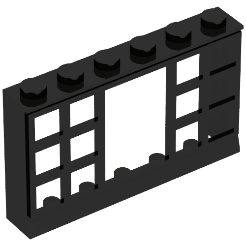 Minitalia Window 1 × 6 × 3 Panorama with 12 Panes Black