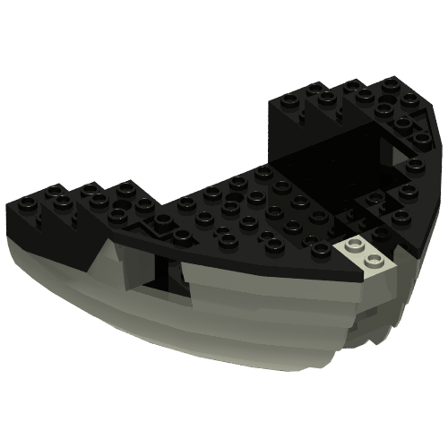 Boat Hull Section, Small Bow 12 × 12 × 5 1/3 with Black Top [Complete Assembly] Dunkelgrau