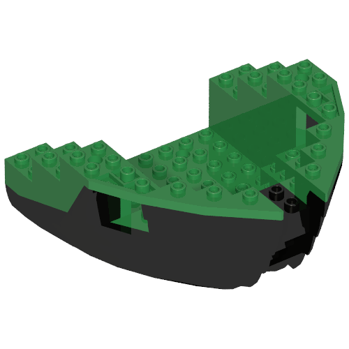 Boat Hull Section, Small Bow 12 × 12 × 5 1/3 with Green Top [Complete Assembly] Schwarz