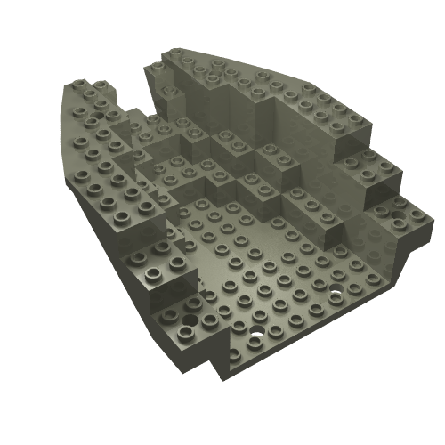 Boat Hull Section, Small Stern 14 × 12 × 5 1/3, Top Dark Gray