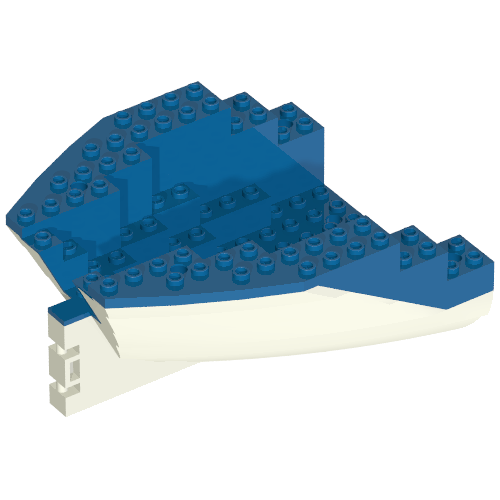 Boat Hull Small Stern 14 × 12 × 5 1/3 with Blue Top [Complete Assembly] White