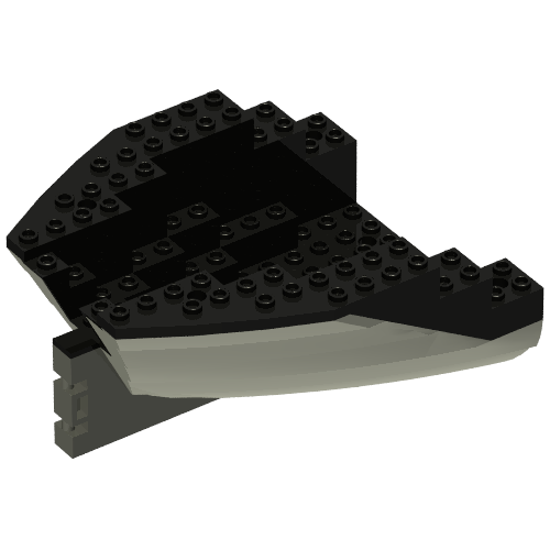 Boat Hull Small Stern 14 × 12 × 5 1/3 with Black Top [Complete Assembly] Dark Gray