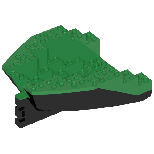 Boat Hull Section, Small Stern 14 × 12 × 5 1/3 with Green Top [Complete Assembly] Schwarz
