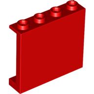 Paneel 1 × 4 × 3 [Seite Stützen / Hohlnoppen] Rot