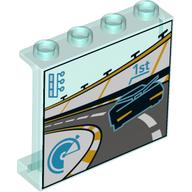 Panel 1 × 4 × 3 [Side Supports / Hollow Studs] Race Screen Print Trans-Light Blue