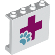 Panel 1 × 4 × 3 with Pink '+' and Blue Paw Print White