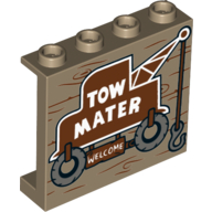 Panel 1 × 4 × 3 [Side Supports / Hollow Studs] with Tow Maters Welcome print Dark Tan