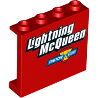 Panel 1 × 4 × 3 [Side Supports / Hollow Studs] with Lightning McQueen Piston Cup Print Rot