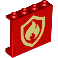 Panel 1 × 4 × 3 [Side Supports / Hollow Studs] with Fire Logo Print Red