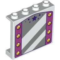 Panel 1 × 4 × 3 with Mirror, Dark Pink Sides with Lamps, Dark Purple Stars print White