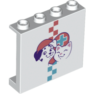 Panel 1 × 4 × 3 [Side Supports / Hollow Studs] with Dog, Cat, Coral Heart print Weiß