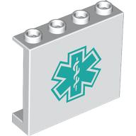 Panel 1 × 4 × 3 with Dark Turquoise Star of Life print White