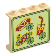 Panel 1 × 4 × 3 with Hotdog, Taco, Slushy with Prices print Tan