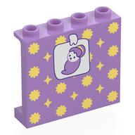 Panel 1 × 4 × 3 with Photo of Lavender Swaddled Baby, Yellow Stars on Wallpaper print in Mittellavendel