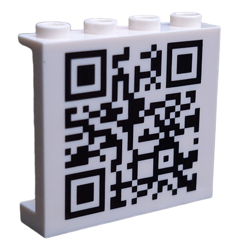 Panel 1 × 4 × 3 [Side Supports / Hollow Studs] with QR Code Print White
