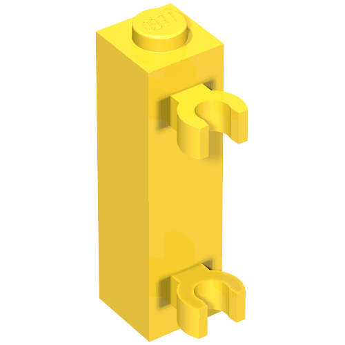 Brick Special 1 × 1 × 3 with 2 Clips Vertical [Solid Stud, Thick U Clips] Gelb