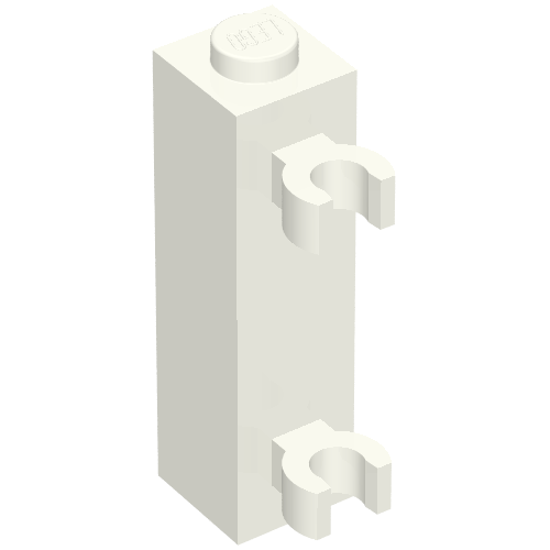 Brick Special 1 × 1 × 3 with 2 Clips Vertical [Solid Stud, Thick U Clips] White