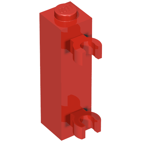 Brick Special 1 × 1 × 3 with 2 Clips Vertical [Solid Stud, Thick U Clips] Rot