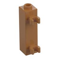 Brick Special 1 × 1 × 3 with 2 Clips Vertical [Hollow Stud, Open O Clips] Medium Nougat
