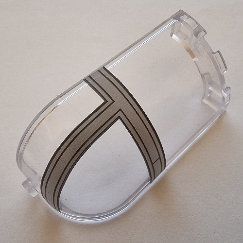Panel 3 × 3 × 6 Corner Convex with Curved Top with Dark Bluish Grey Cockpit print Transparent