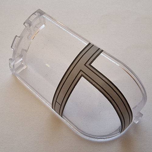 Panel 3 × 3 × 6 Corner Convex with Curved Top with Dark Bluish Grey Cockpit print Transparent