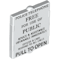 Glass for Window 1 × 2 × 2 with Black 'POLICE TELEPHONE... PULL TO OPEN' print Weiß