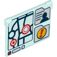 Glass for Window 1 × 4 × 3 - Opening with Map, Minifig Silhouette and Exclamation Mark Print Trans-Light Blue