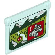 Glass for Window 1 × 4 × 3 - Opening with ATV Red Warning Square Against Mountains and Field with Trees Print Trans-Light Blue