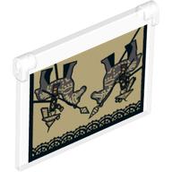 Glass for Window 1 × 4 × 3 - Opening with 2 Chinese Horsemen on Horse, Spears, Dark Tan Background Transparent