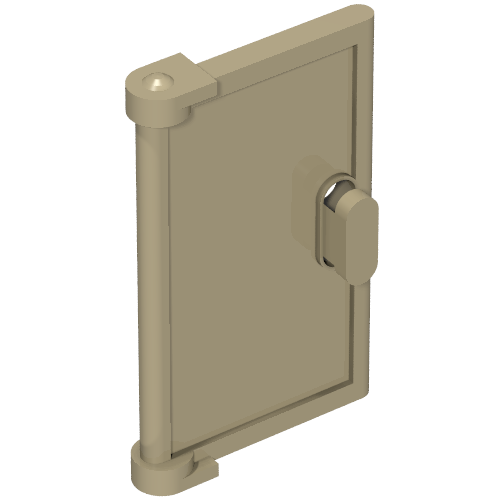 Door 1 × 2 × 3 with Vertical Handle, Round Handle Holes on Back Dunkelbeige