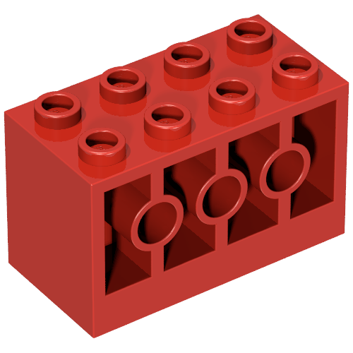 Brick 2 × 4 × 2 with Holes on Sides, Reinforced Supports between Tubes Rot