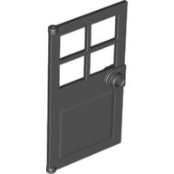 Door 1 × 4 × 6 with 4 Panes and Stud Handle Black