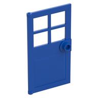 Door 1 × 4 × 6 with 4 Panes and Stud Handle Blue