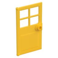 Door 1 × 4 × 6 with 4 Panes and Stud Handle Gelb