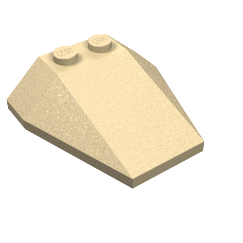 Brick Wedged, Sloped 4 × 4 Triple, No Stud Notches Beige